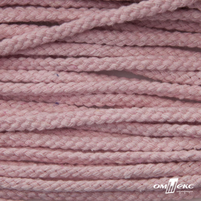 Шнур плетеный d-6 мм круглый, 70% хлопок 30% полиэстер, уп.90+/-1 м, цв.1087-розовый - купить в Саратове. Цена: 588 руб.