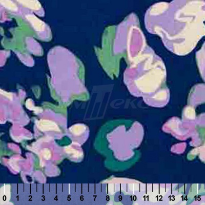 Штапель принт (100% вискоза) D4,C3, 110 гр/м2, шир.140см, принт цветы/василёк - купить в Саратове. Цена 343 руб.