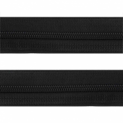 Рулонная молния с покрытием PVC спираль тип 3 (упак.270м) -черная с полосой СВО - купить в Саратове. Цена: 12.74 руб.