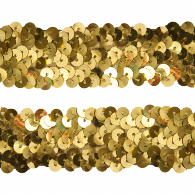 Тесьма с пайетками D16, шир. 30 мм/уп. 25+/-1 м, цвет золото - купить в Саратове. Цена: 1 087.39 руб.