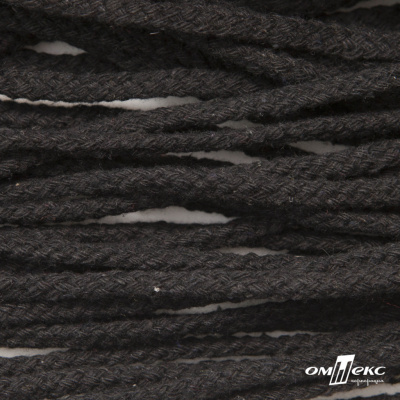 Шнур плетеный d-6 мм круглый, 70% хлопок 30% полиэстер, уп.90+/-1 м, цв.1078-черный - купить в Саратове. Цена: 588 руб.