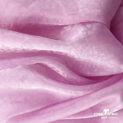 Плательная органза вытравка,100% полиэстр, шир. 150 см, #606 цв.-розовый - купить в Саратове. Цена 380.73 руб.