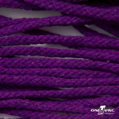 Шнур плетеный d-6 мм, круглый 70% хлопок 30% полиэстер, уп.90+/-1 м, цв.1084-фиолет - купить в Саратове. Цена: 588 руб.