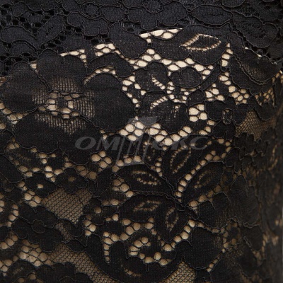 Кружевное полотно #3378, 150 гр/м2, шир.150см, цвет чёрный - купить в Саратове. Цена 370.97 руб.