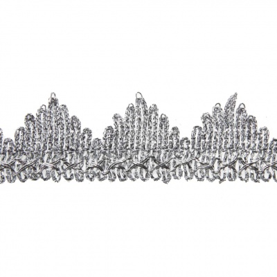 Тесьма металлизированная 0384-0240, шир. 40 мм/уп. 25+/-1 м, цвет серебро - купить в Саратове. Цена: 490.74 руб.