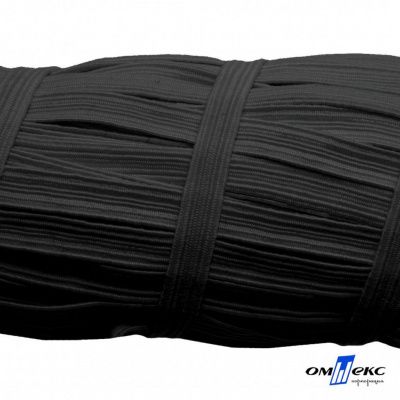Резиновые нити с текстильным покрытием, шир. 6 мм (55 м/уп), цв.-черный - купить в Саратове. Цена: 210.75 руб.