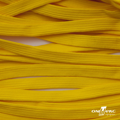 Шнур плетеный (плоский) d-12 мм, (уп.90+/-1м), 100% полиэстер, цв.269 - жёлтый - купить в Саратове. Цена: 8.62 руб.