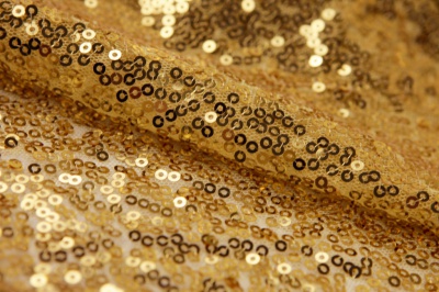 Сетка с пайетками №6, 188 гр/м2, шир.130см, цвет золото - купить в Саратове. Цена 371.02 руб.