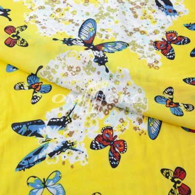 Плательная ткань "Софи" 7.2, 75 гр/м2, шир.150 см, принт бабочки - купить в Саратове. Цена 241.49 руб.