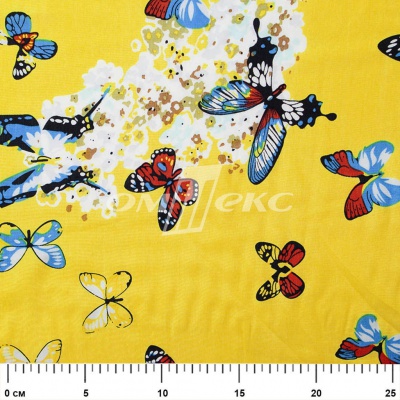 Плательная ткань "Софи" 7.2, 75 гр/м2, шир.150 см, принт бабочки - купить в Саратове. Цена 241.49 руб.