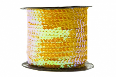 Пайетки "ОмТекс" на нитях, CREAM, 6 мм С / упак.73+/-1м, цв. 92 - золото - купить в Саратове. Цена: 484.77 руб.