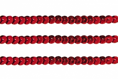 Пайетки "ОмТекс" на нитях, SILVER-BASE, 6 мм С / упак.73+/-1м, цв. 3 - красный - купить в Саратове. Цена: 468.37 руб.
