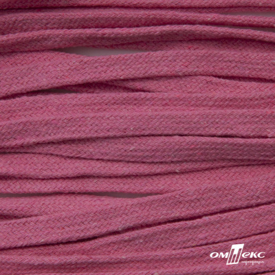 Шнур плетеный d-8 мм плоский, 70% хлопок 30% полиэстер, уп.85+/-1 м, цв.1029-розовый - купить в Саратове. Цена: 735 руб.