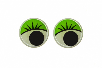 Глазки для игрушек, круглые, с бегающими зрачками, 15 мм/упак.50+/-2 шт, цв. -зеленый - купить в Саратове. Цена: 113.01 руб.