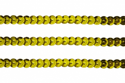 Пайетки "ОмТекс" на нитях, SILVER-BASE, 6 мм С / упак.73+/-1м, цв. 7 - св.золото - купить в Саратове. Цена: 468.37 руб.
