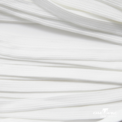Шнур плетеный (плоский) d-12 мм, (уп.90+/-1м), 100% полиэстер, цв. - белый - купить в Саратове. Цена: 8.62 руб.