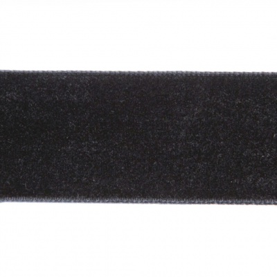 Лента бархатная нейлон, шир.25 мм, (упак. 45,7м), цв.03-черный - купить в Саратове. Цена: 800.84 руб.