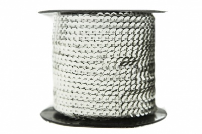 Пайетки "ОмТекс" на нитях, SILVER-BASE, 6 мм С / упак.73+/-1м, цв. 1 - серебро - купить в Саратове. Цена: 468.37 руб.