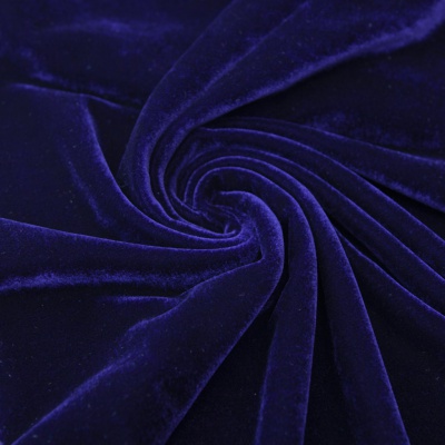 Бархат стрейч №14, 240 гр/м2, шир.160 см, (2,6 м/кг), цвет т.синий - купить в Саратове. Цена 748.44 руб.