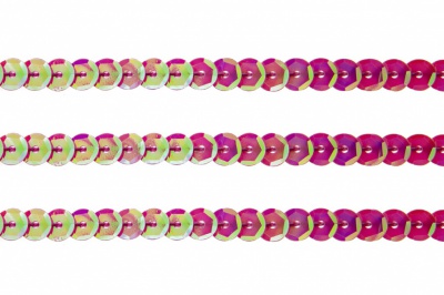 Пайетки "ОмТекс" на нитях, CREAM, 6 мм С / упак.73+/-1м, цв. 89 - розовый - купить в Саратове. Цена: 468.37 руб.