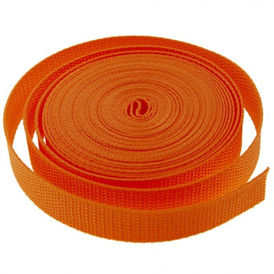 Стропа текстильная, шир. 25 мм (в нам. 50+/-1 ярд), цвет оранжевый - купить в Саратове. Цена: 409.94 руб.